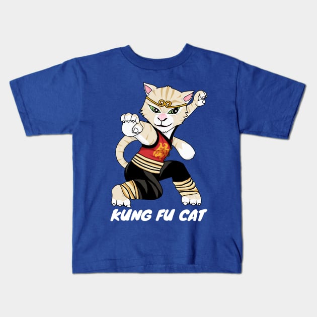 Kung Fu Cat Fighter Kids T-Shirt by KewaleeTee